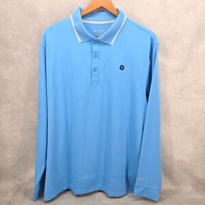Coolibar Long Sleeve Mens Shirt Erodym Golf Polo Size L Blue UPF 50+ Outdoorwear